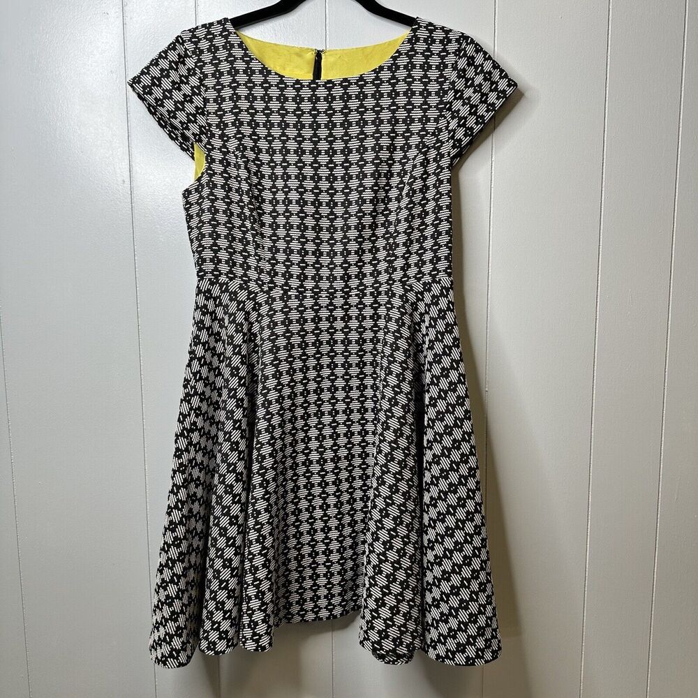 Maeve Anthropologie Sz 6P Jacquard Circle Skirt Dress Cap Sleeve Knee Dress